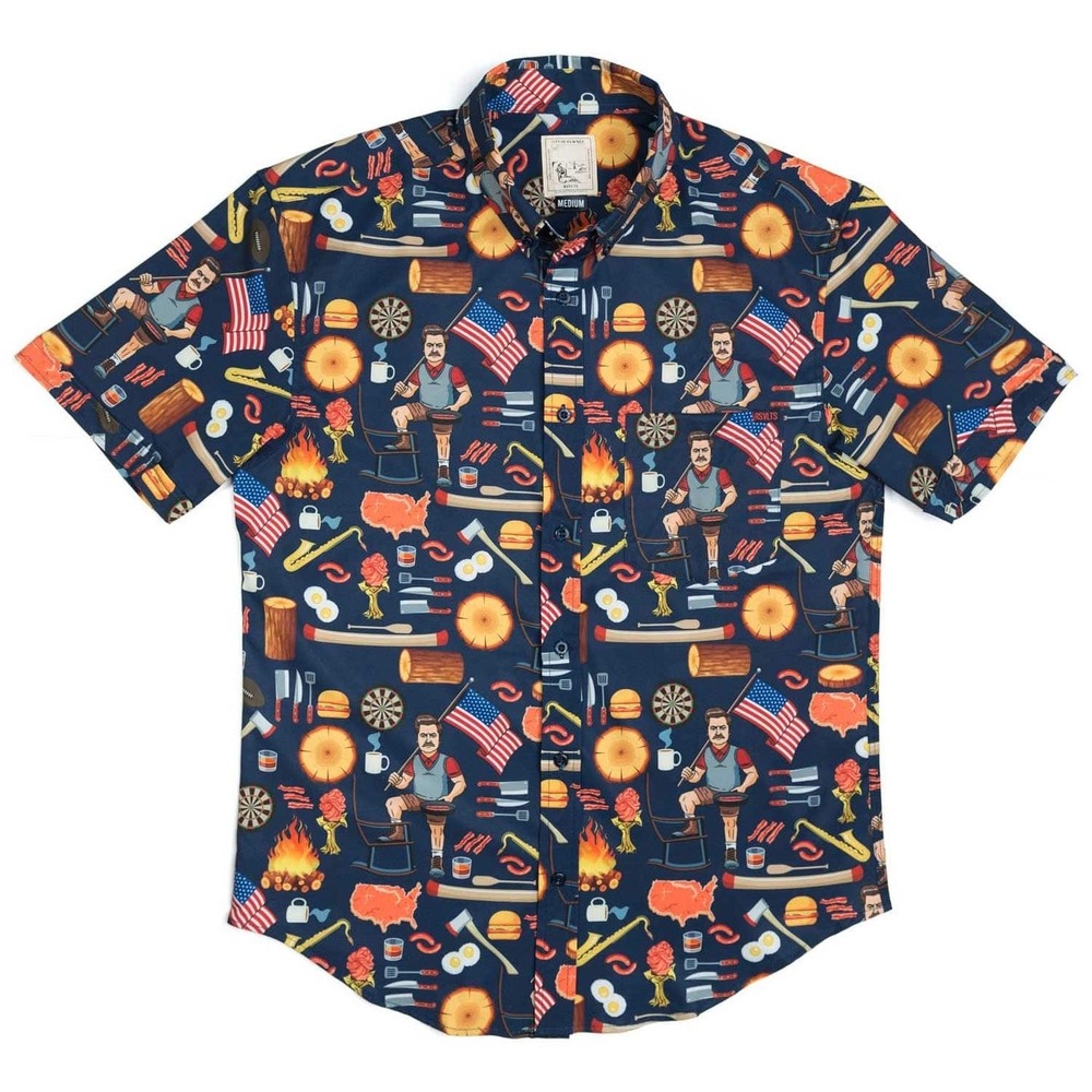 RSVLTS Parks and Recreation Ron Swanson Man of the Year Kunuflex Shirt Medium